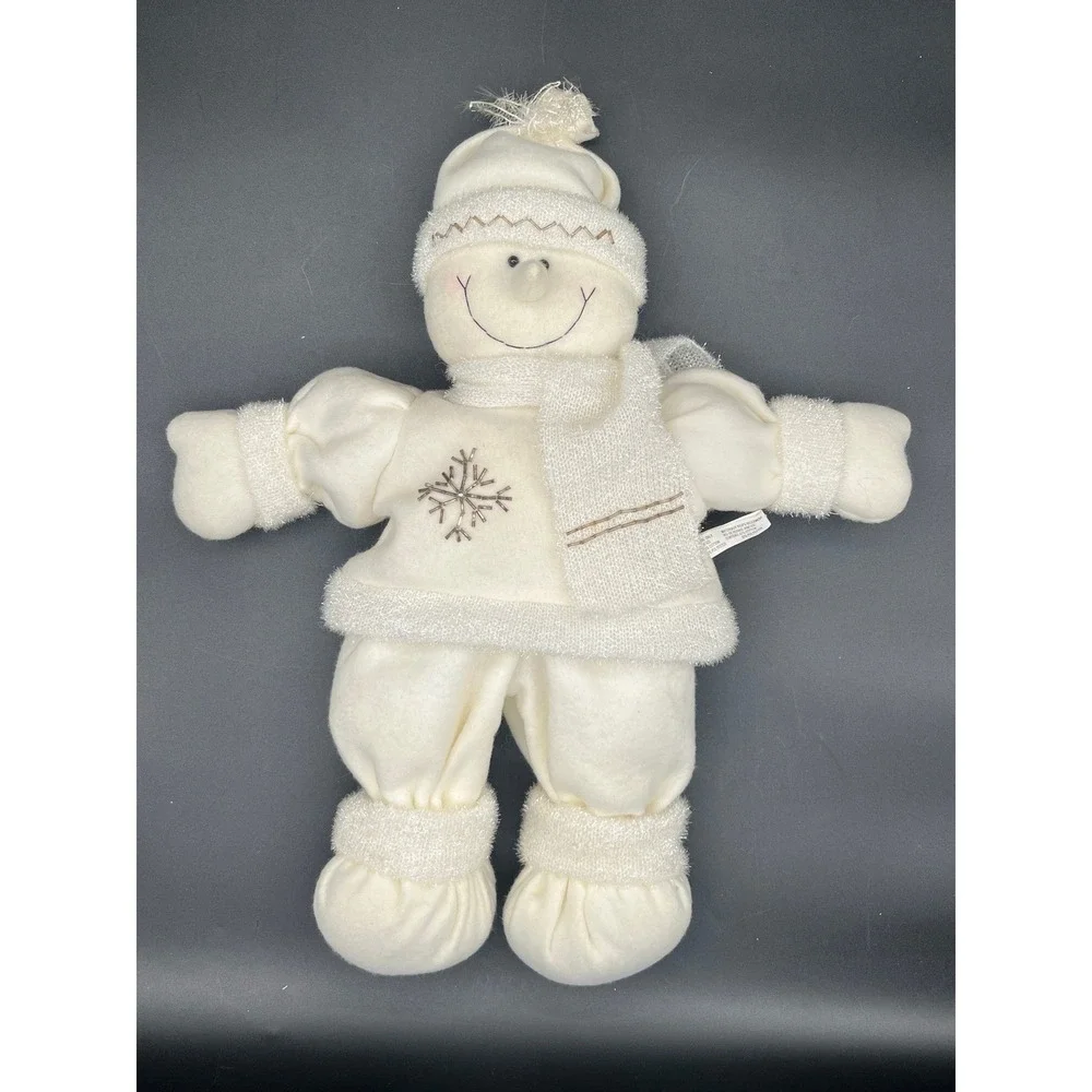 Ganz Winter White Gold Snowman Plush Holiday Decor 17